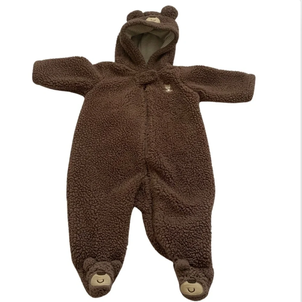 Carter’s Baby Boy 3 Months Bunting Suit Hood Fleece Blanket Winter Outfit
